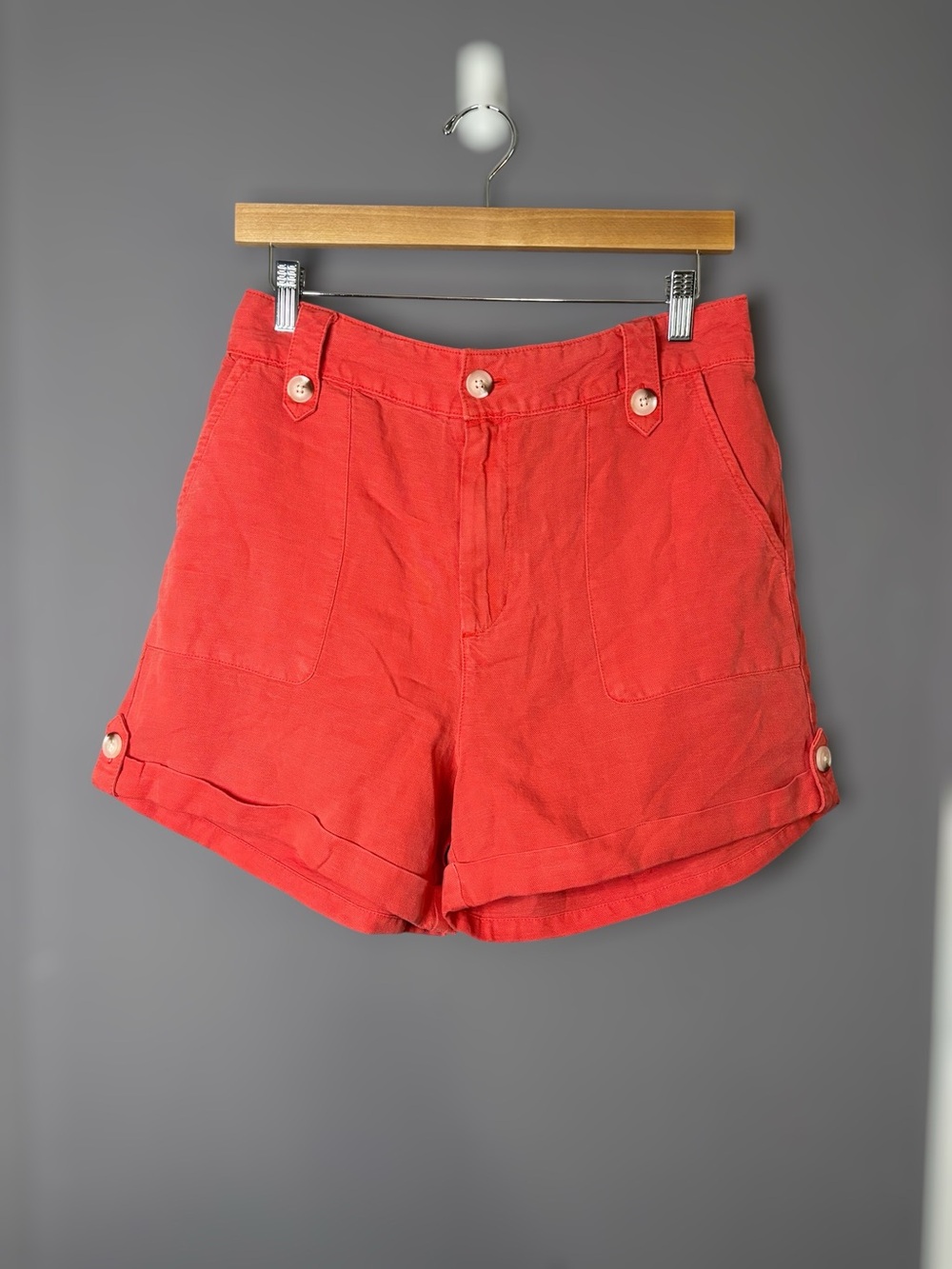 Cynthia Rowley Coral Cuffed High Rise Shorts 6
